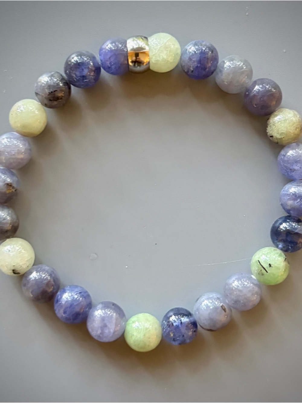 Blue & Pale Green Tanzanite Handcrafted Bead Bracelet